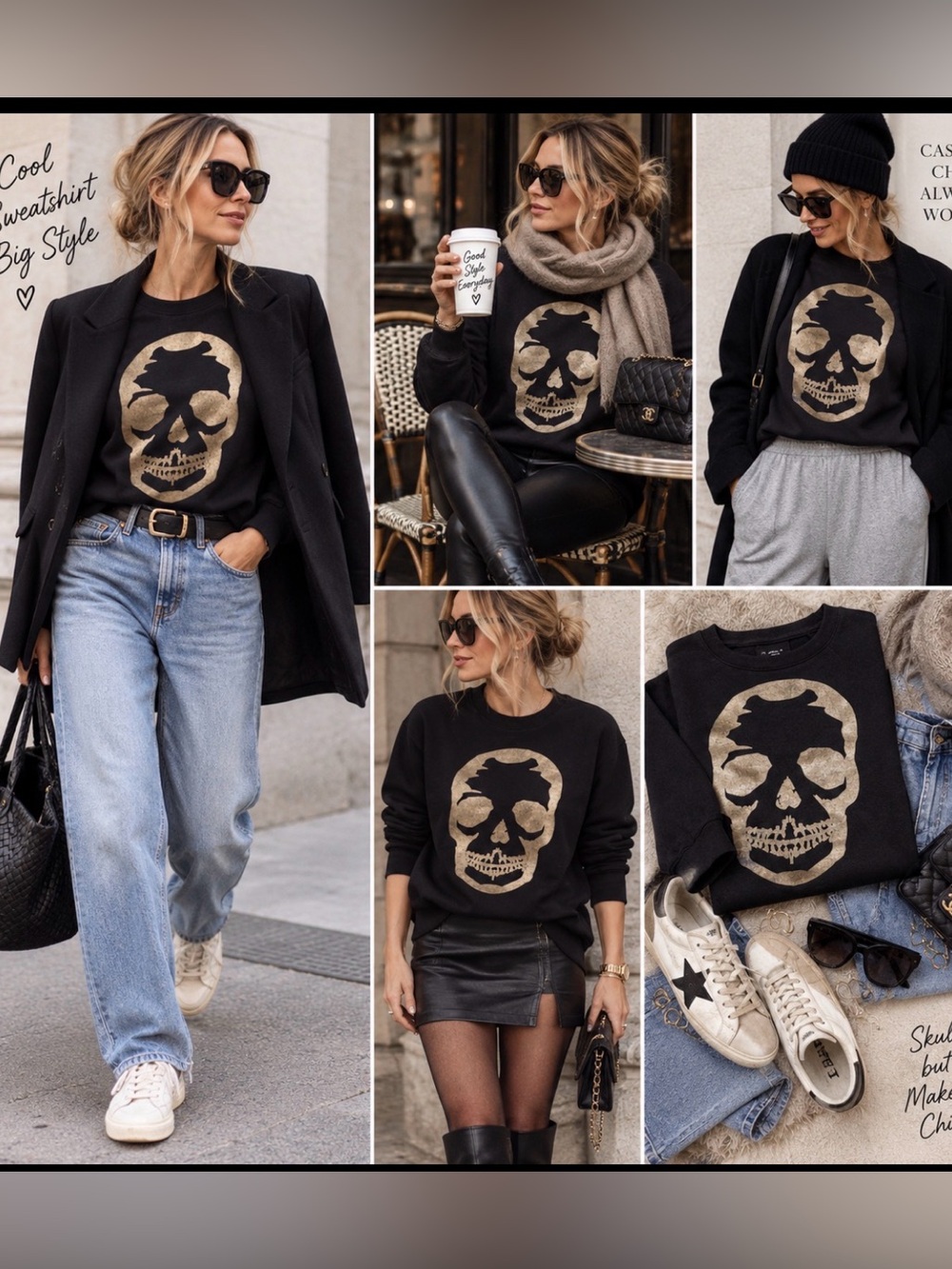 Zadig & Voltaire Upper Scull Black Sweatshirt with Gold Skull Sz M pricefirm!